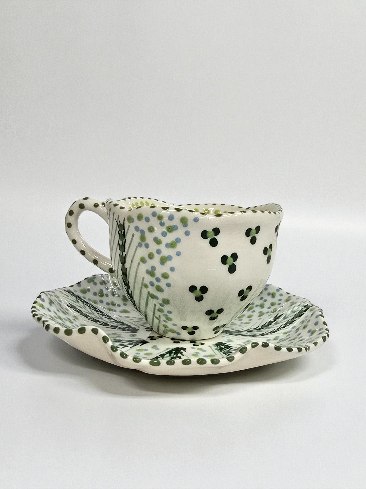 Tazza in porcellana da tè con Piattini finemente decorati - Imagem 4