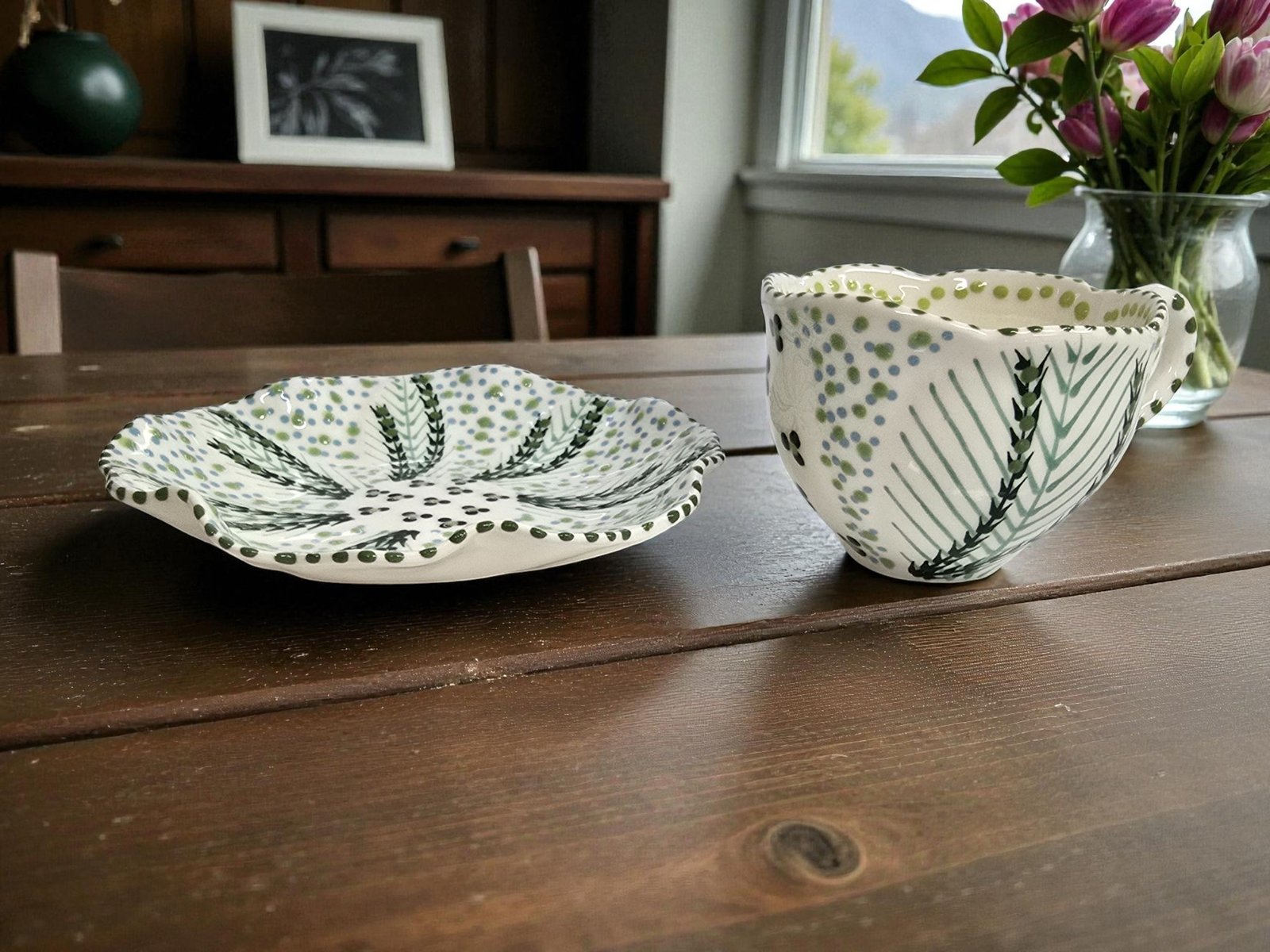 Tazza in porcellana da tè con Piattini finemente decorati - Imagem 3