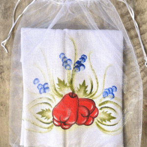 Set di 2 strofinacci in cotone decorati a mano