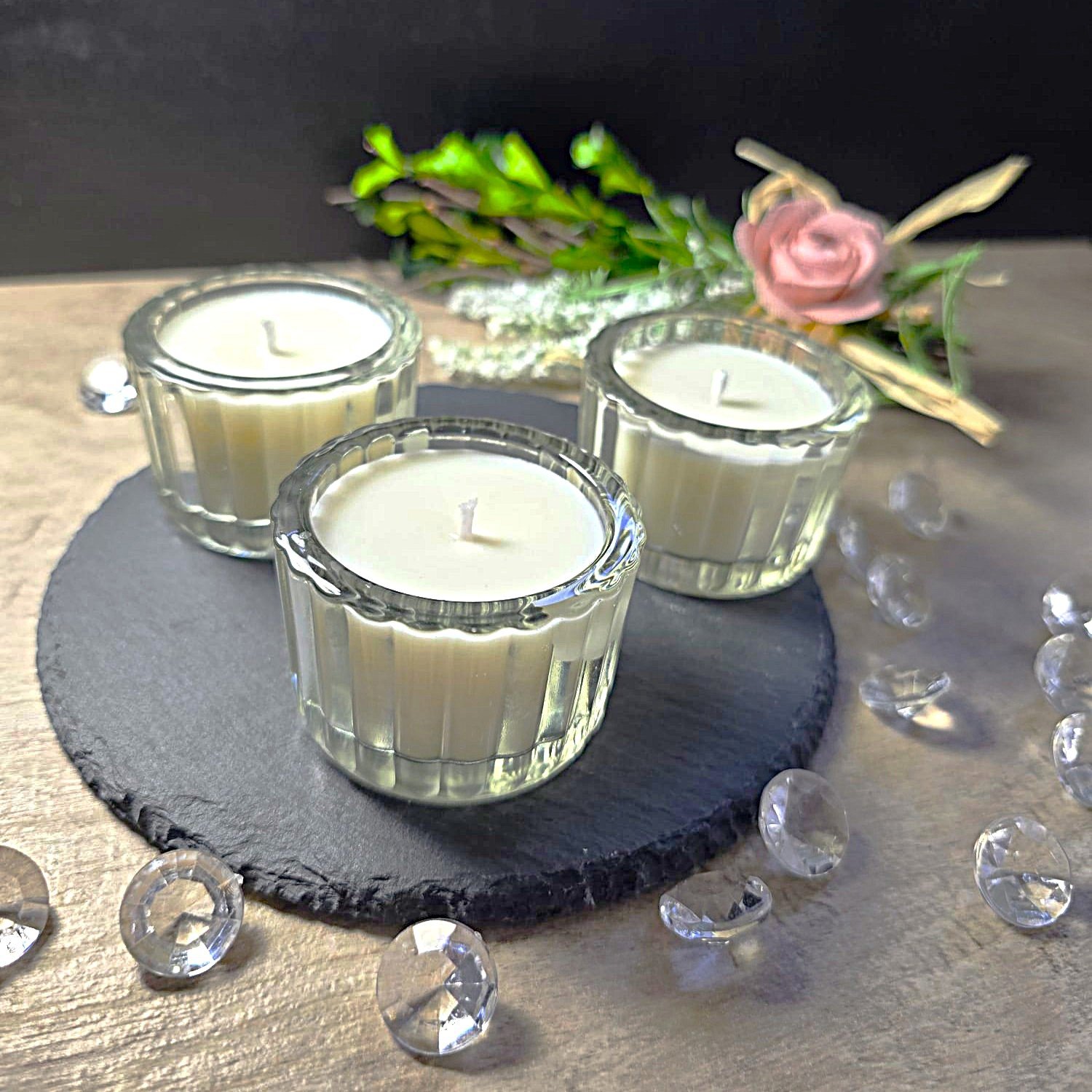 Set Elegante di 3 Candele in Bicchierino