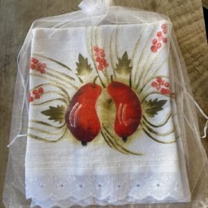 Set di 2 strofinacci in cotone decorati a mano