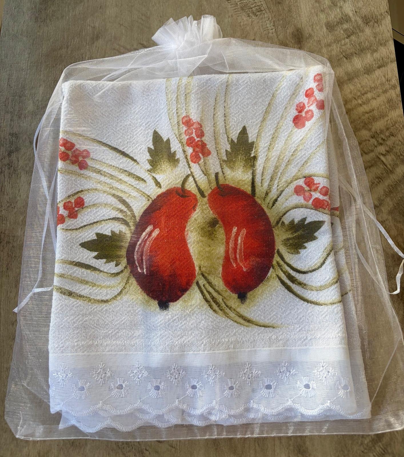 Set di 2 strofinacci in cotone decorati a mano