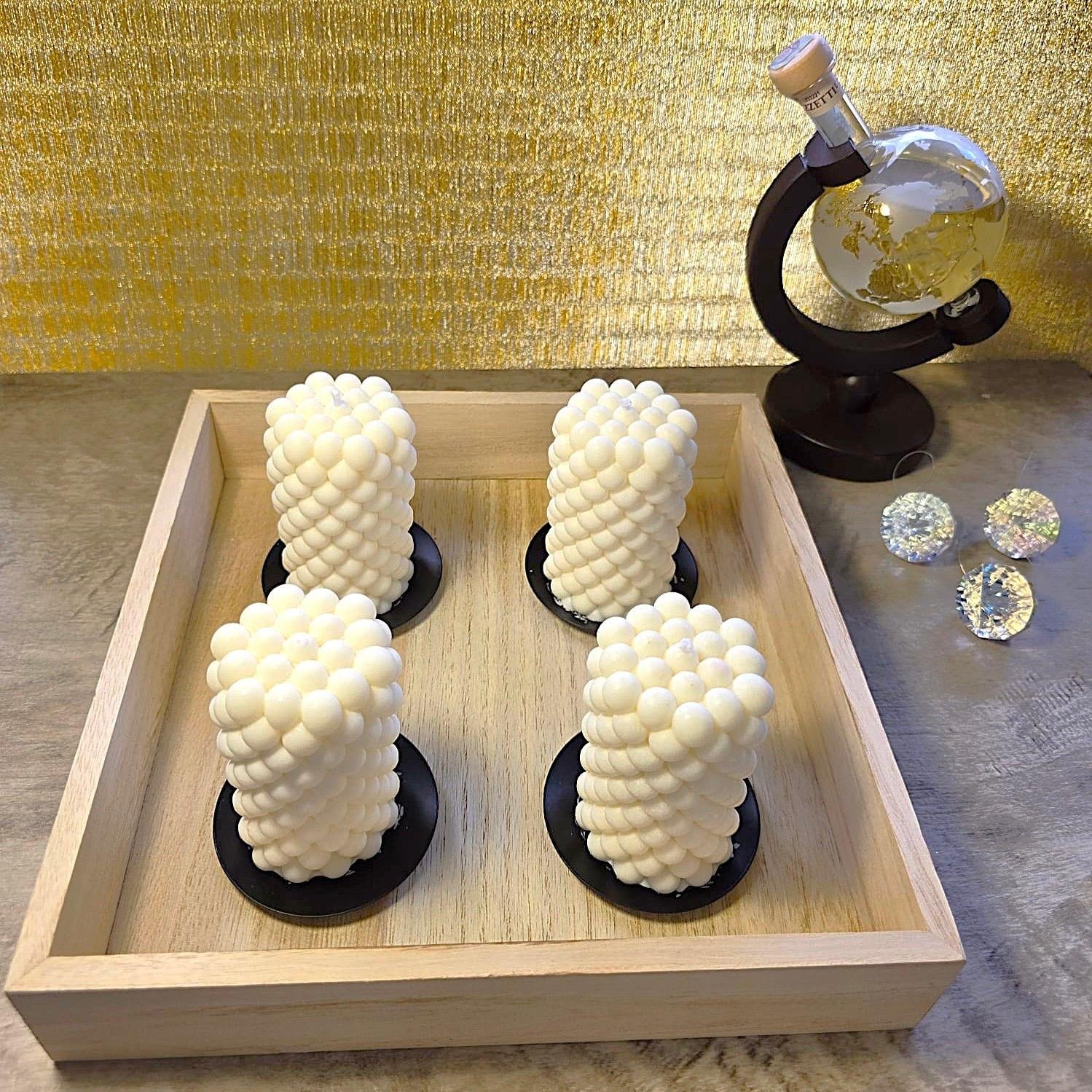 Set di 4 Candele Artigianali a Forma di Perla con Profumo di Vaniglia