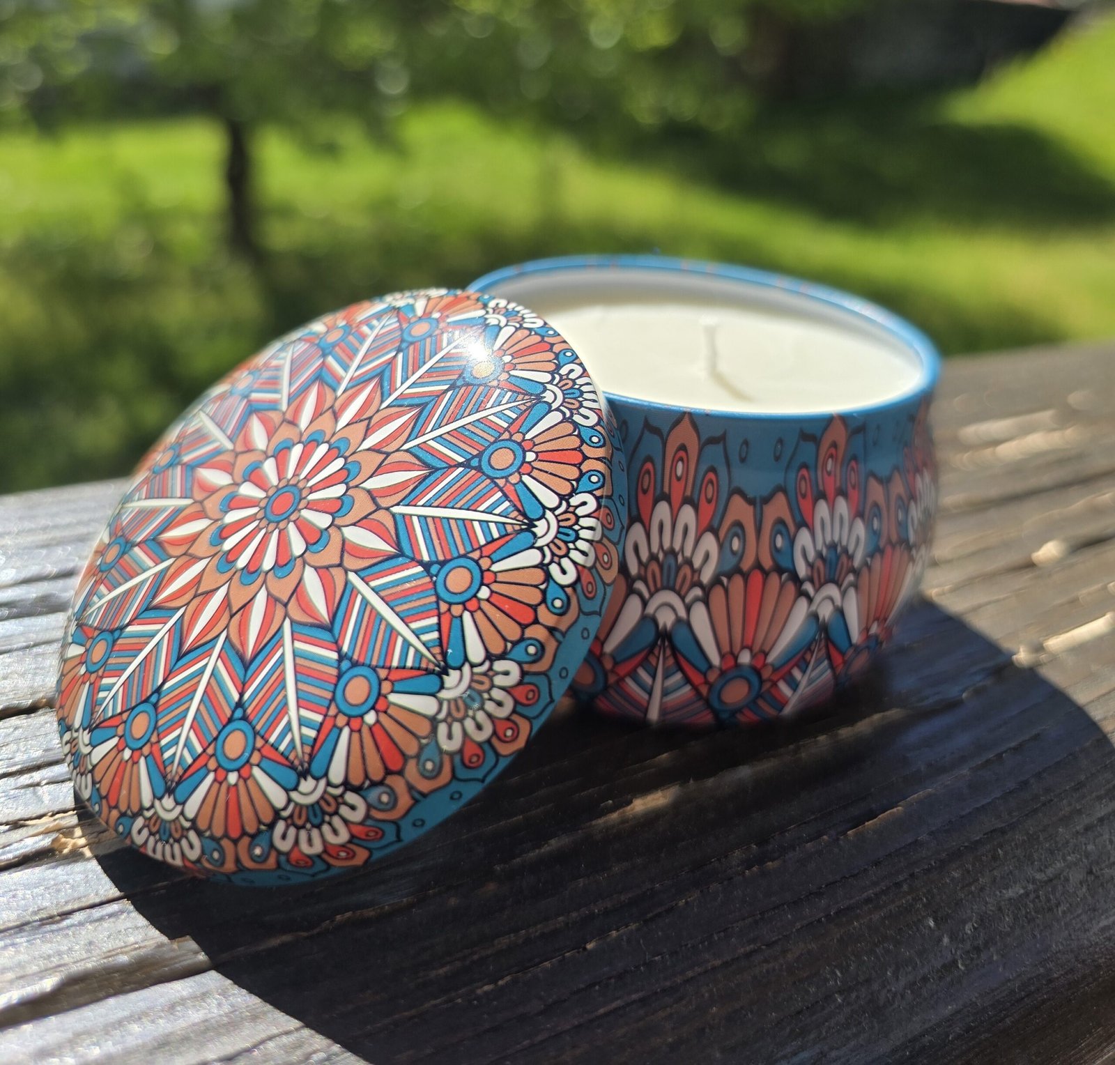 Candela Artigianale in Vaso Decorato Fragranza Lavanda